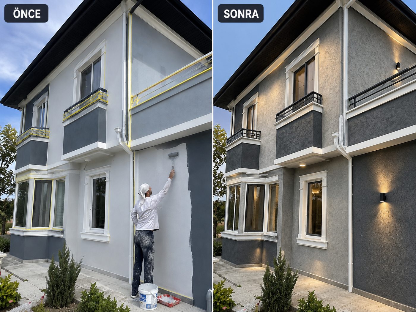 Ürkmez dış cephe boya öncesi ve sonrası