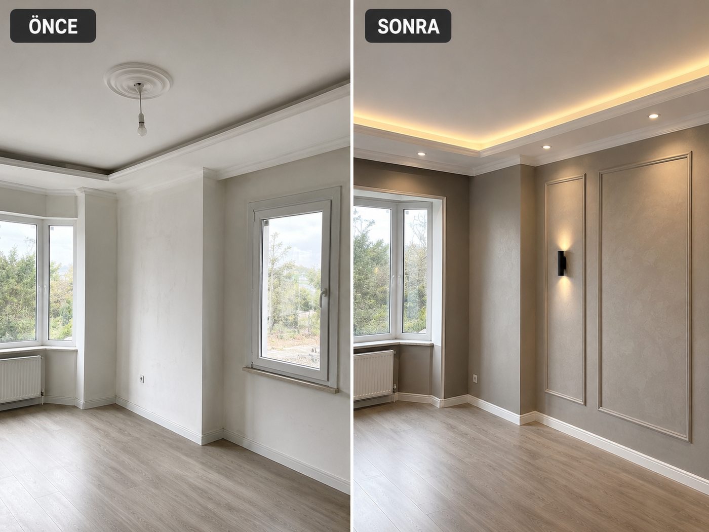 Ürkmez iç cephe boya öncesi ve sonrası